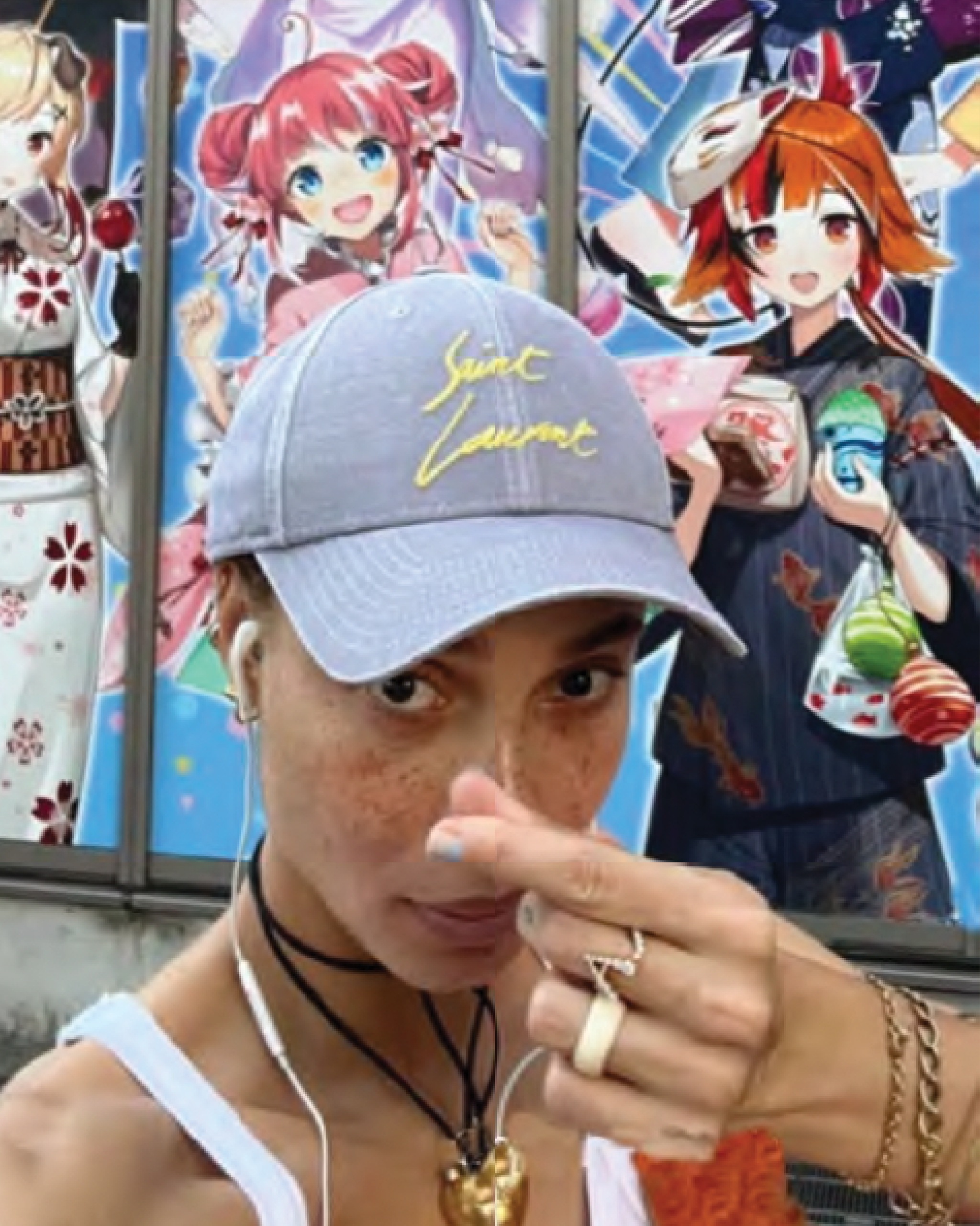 Model and actress Adwoa Aboah is wearing the Ensemble A diamond letter ring.