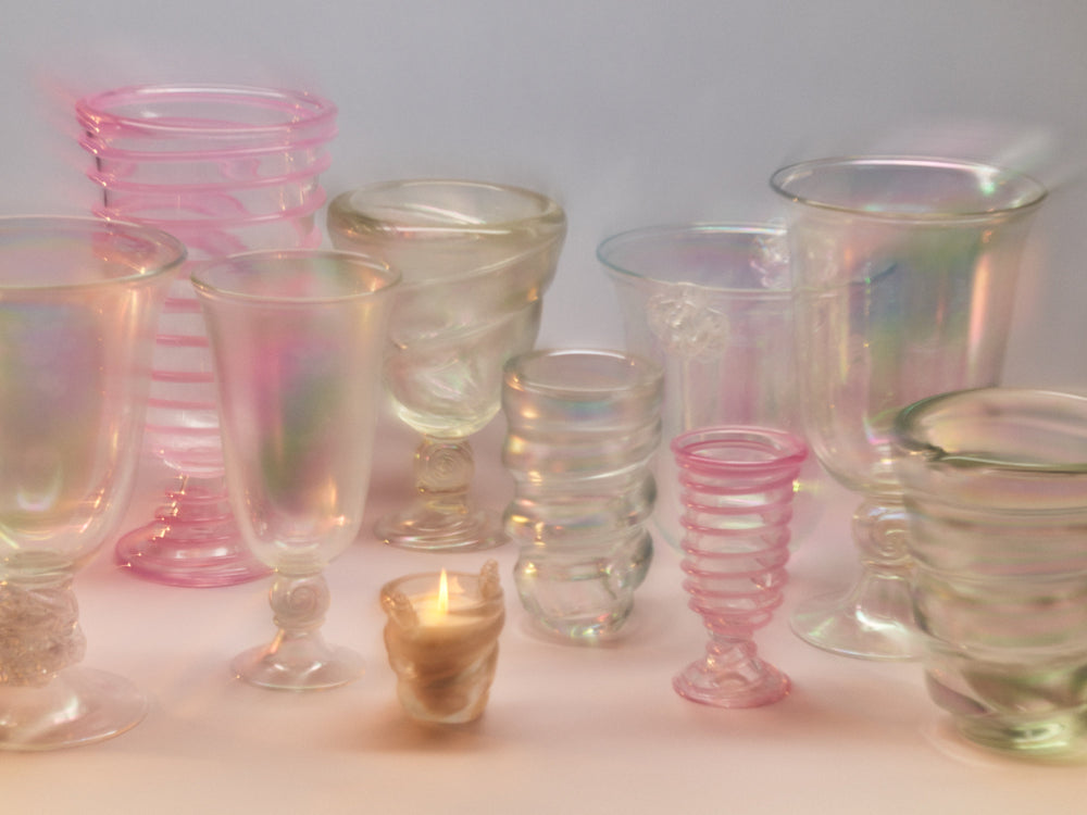Cellophane Rose Collection of vases.